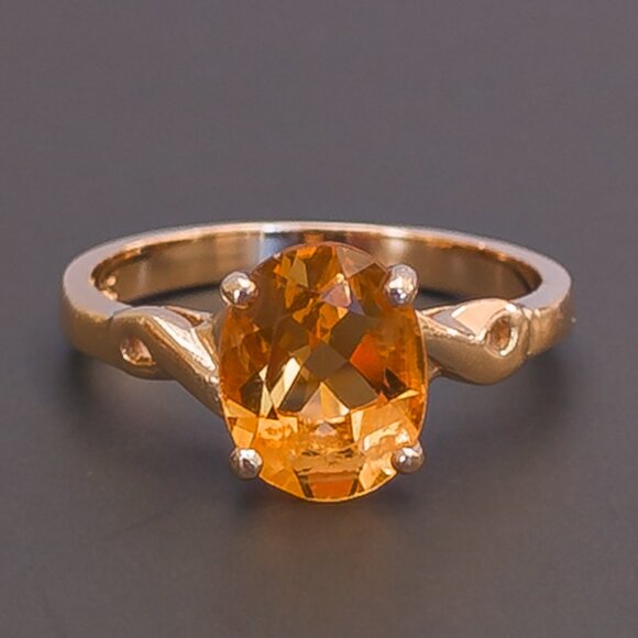 14K Yellow Gold Citrine Solitaire Ring • November Birthstone - Picture 7 of 12